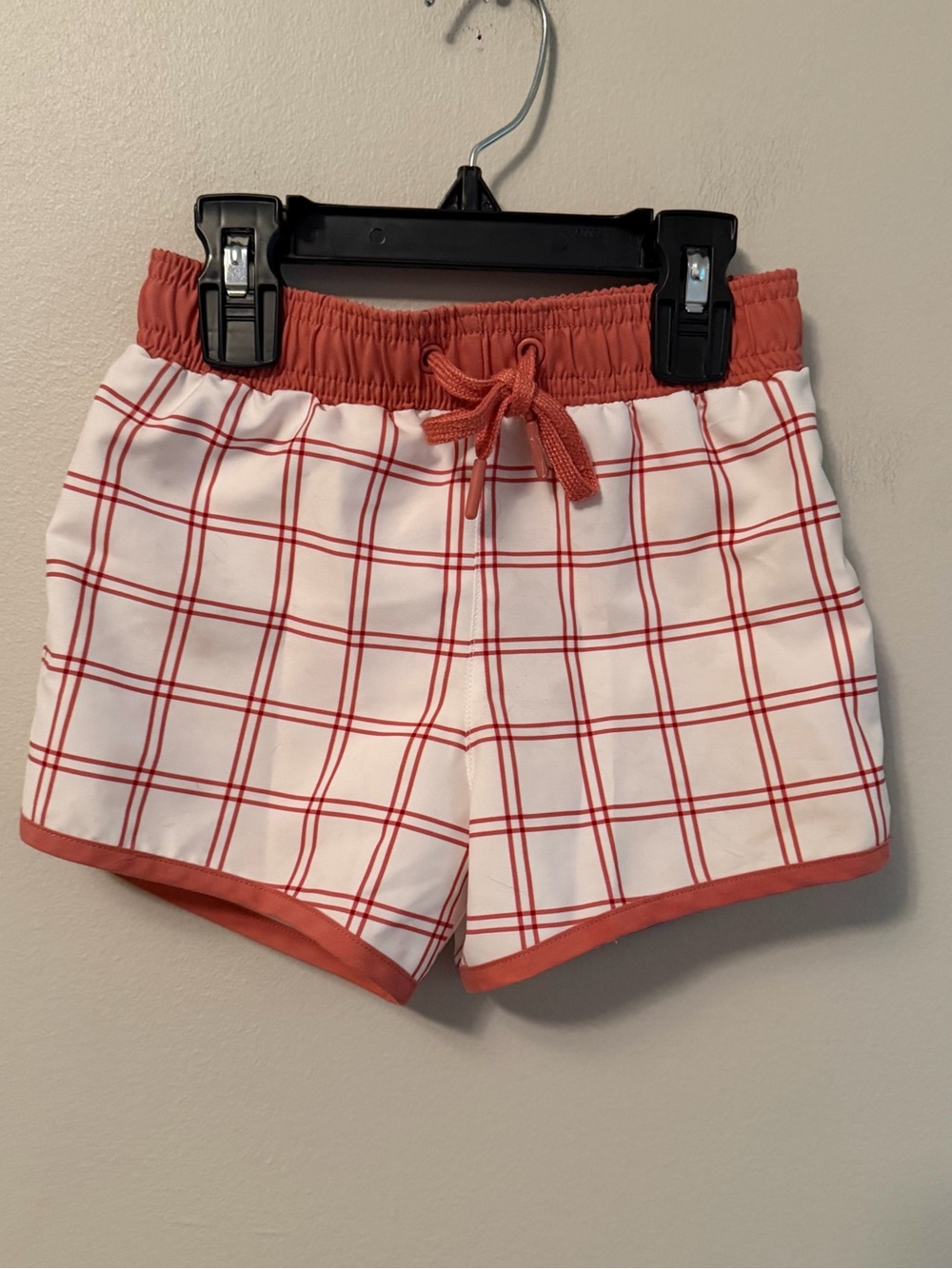 Minnow Coral and White Swim Trunks